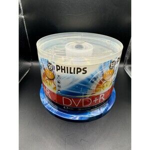 Philips DVD+R 50 Discs (Cake Box Spindle) New Factory Sealed 16X Speed 120 Min